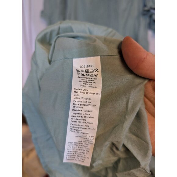 City Chic Puff Sleeve Tiered Linen Blend Maxi Dress Light Blue - Size M - Picture 7 of 7